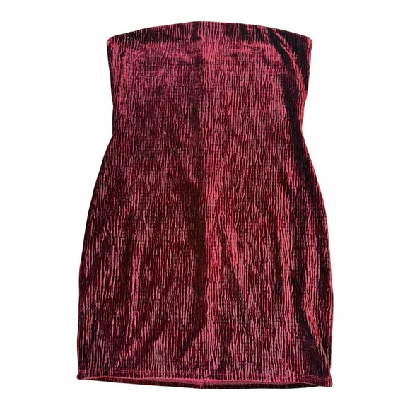 Naked Wardrobe Bodycon Dress Velvet‎ Strapless Wine Red Party XL NWT - Picture 1 of 6